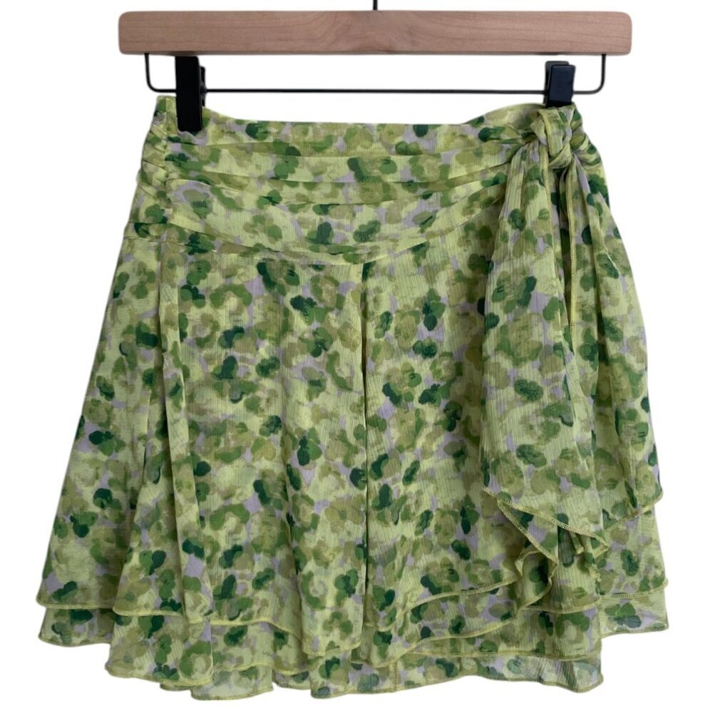 Aerie Green Floral Mini Skirt